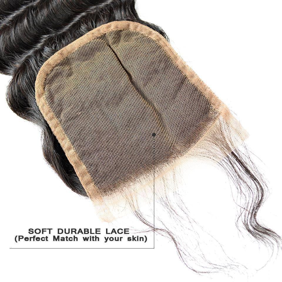 BAISI 8A 100% Virgin Hair Natural Wave Lace Closure 4x4