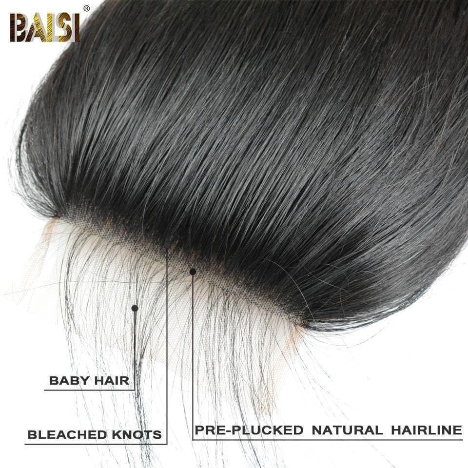 BAISI 8A 100% Virgin Hair Straight Lace Closure 4x4/ 5x5, Silk Based Closure 4x4 - Baisi Hair