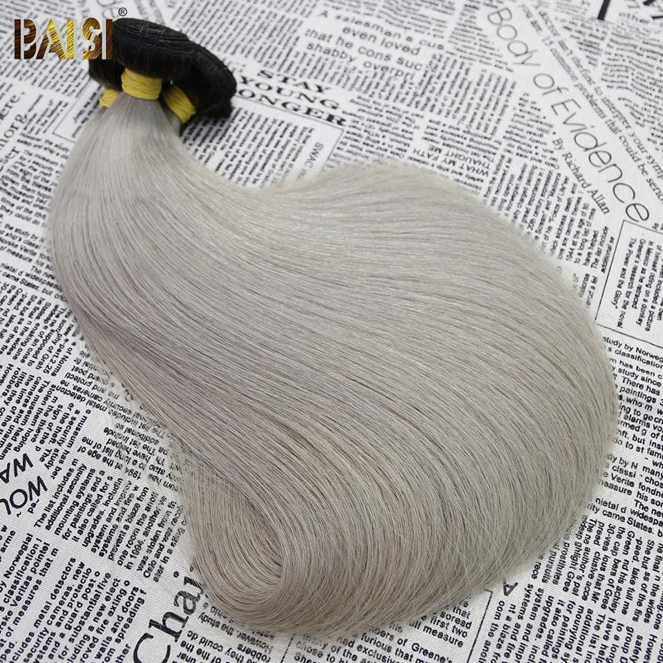 BAISI 12A Hair Weave 1B/GREY In capelli umani lisci al 100%.