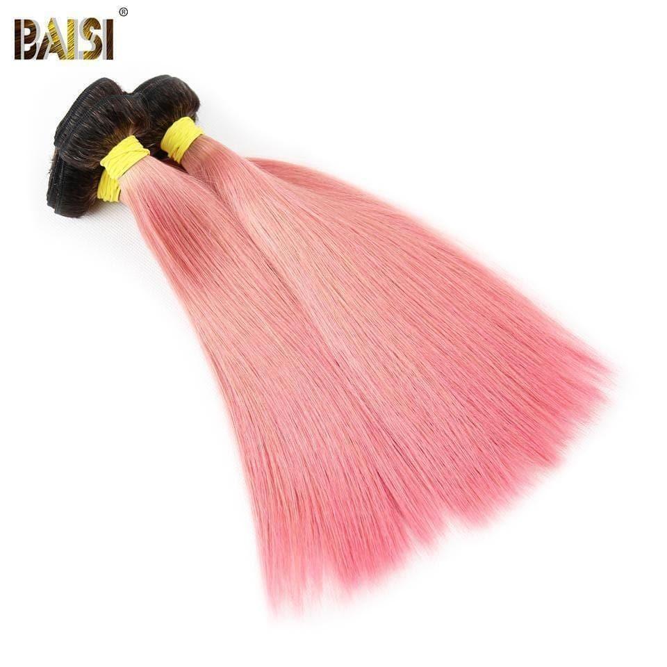 Tejido de cabello BAISI 12A 1B/PINK en cabello humano 100% liso