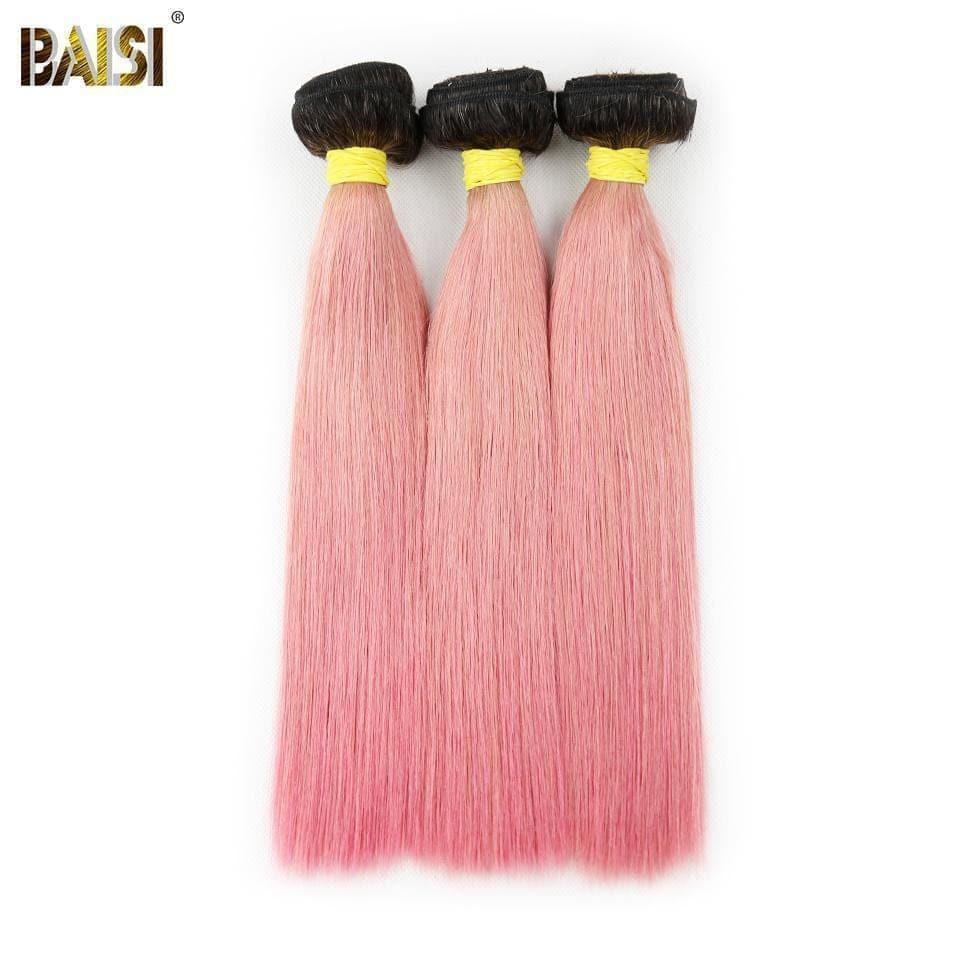 Tejido de cabello BAISI 12A 1B/PINK en cabello humano 100% liso