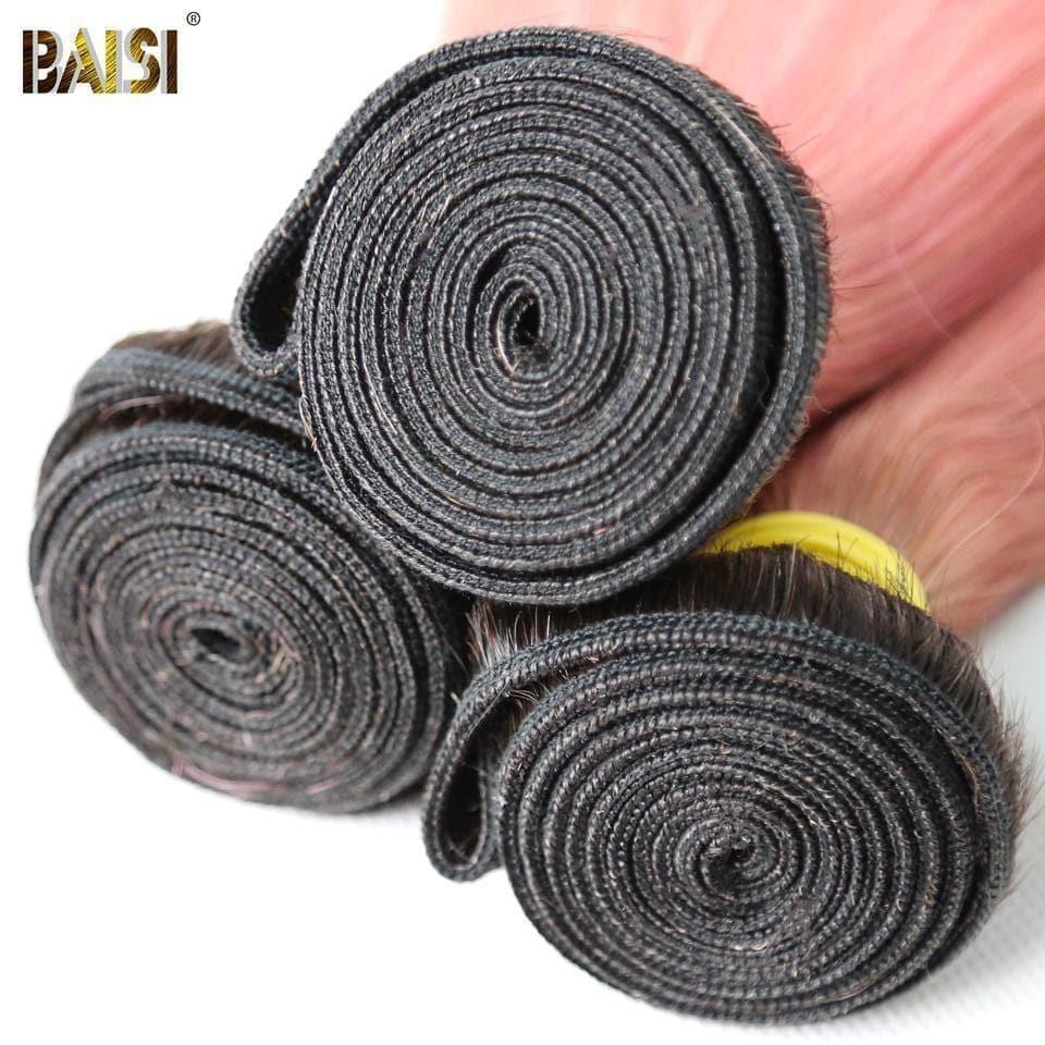 Tejido de cabello BAISI 12A 1B/PINK en cabello humano 100% liso