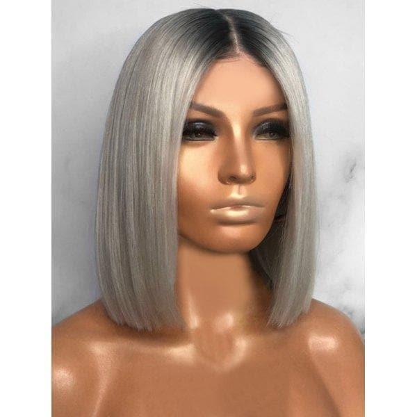 BAISI Collection Poivre et Sel Bob Perruque Lisse Straight 1B/Gris Avec Racine Preplucked