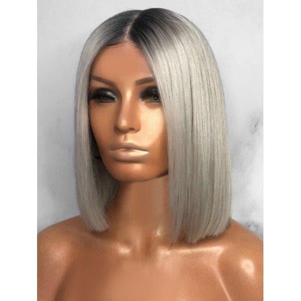 BAISI Collection Poivre et Sel Bob Perruque Lisse Straight 1B/Gris Avec Racine Preplucked