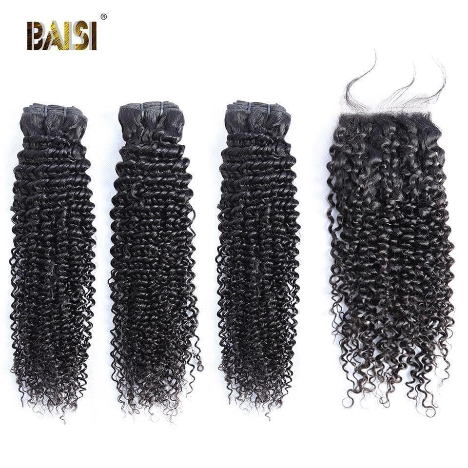 BAISI 8A Curly Human Hair Bundles with Closure/Frontal 8A Bundles with Closure / Frontal Baisi hair