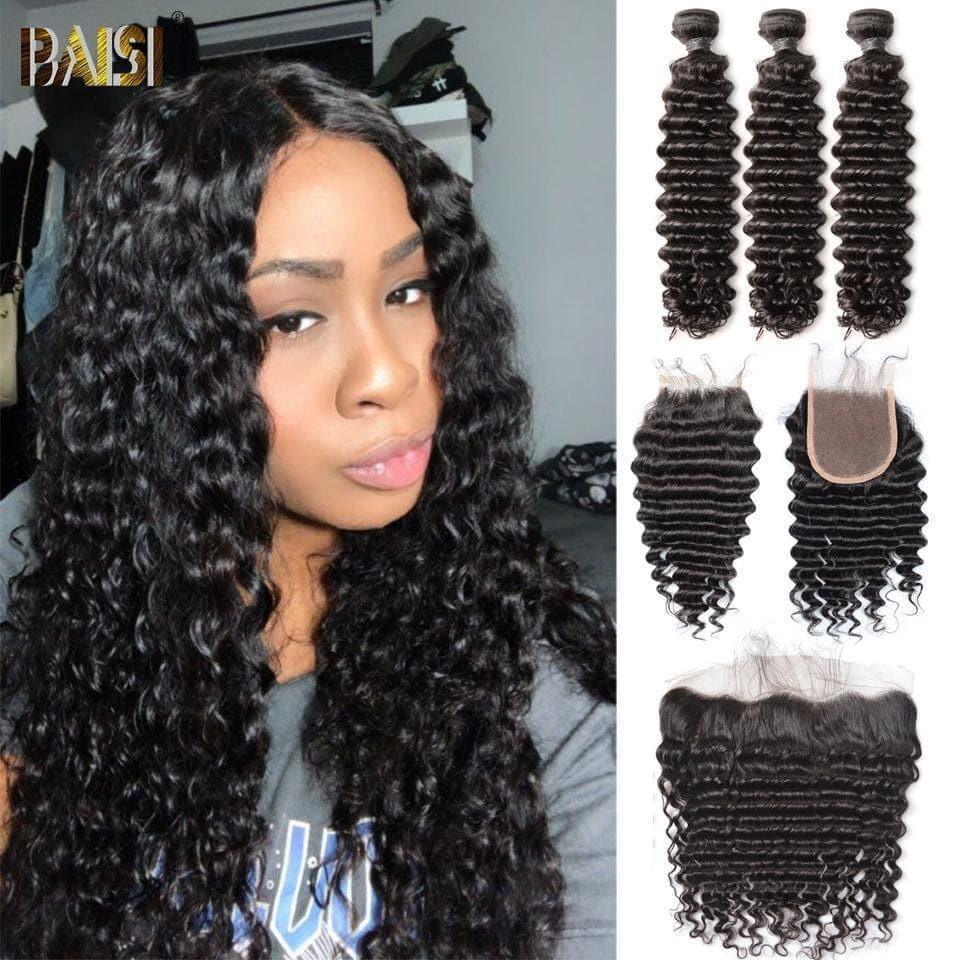 BAISI 10A Tissage Avec Closure/Frontal En Grand Solde Deep Wave