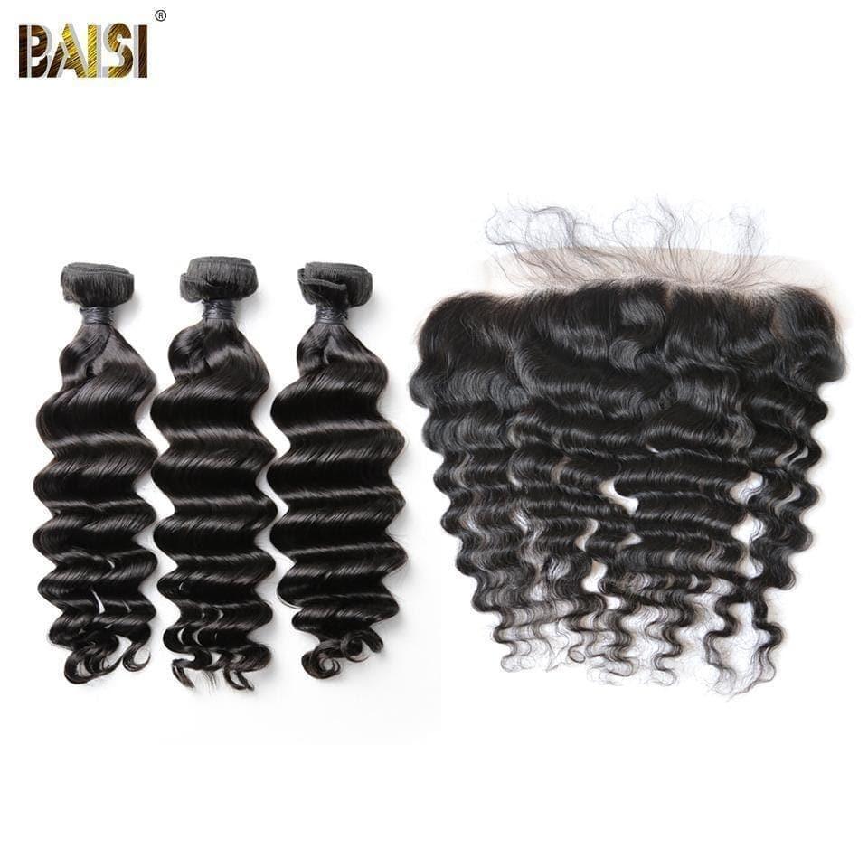 BAISI 10A Weave With Closure/Frontal On Big Sale Natural Wave