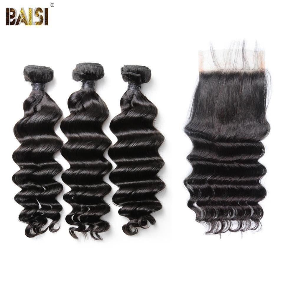 BAISI 10A Weave With Closure/Frontal On Big Sale Natural Wave