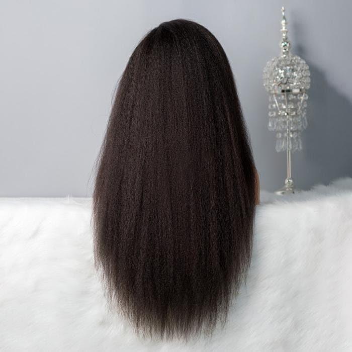 BAISI Bouclé Kinky Straight (Yaki) 13x4 Densité 250% avec frontale Perruque de luxe haute de gamme plus de 10 ans d' utilisation