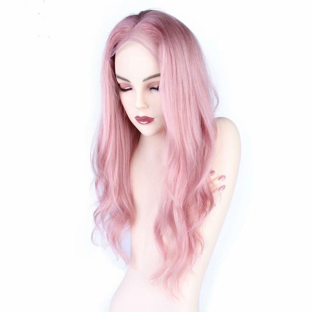 BAISI Rosa Perücke Benutzerdefinierte Wellige Körperwelle Perücke Hochwertiges Echthaar