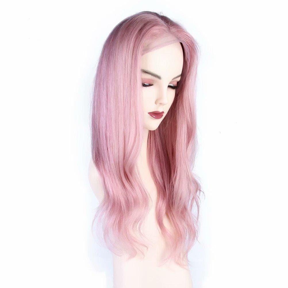 BAISI Rosa Perücke Benutzerdefinierte Wellige Körperwelle Perücke Hochwertiges Echthaar