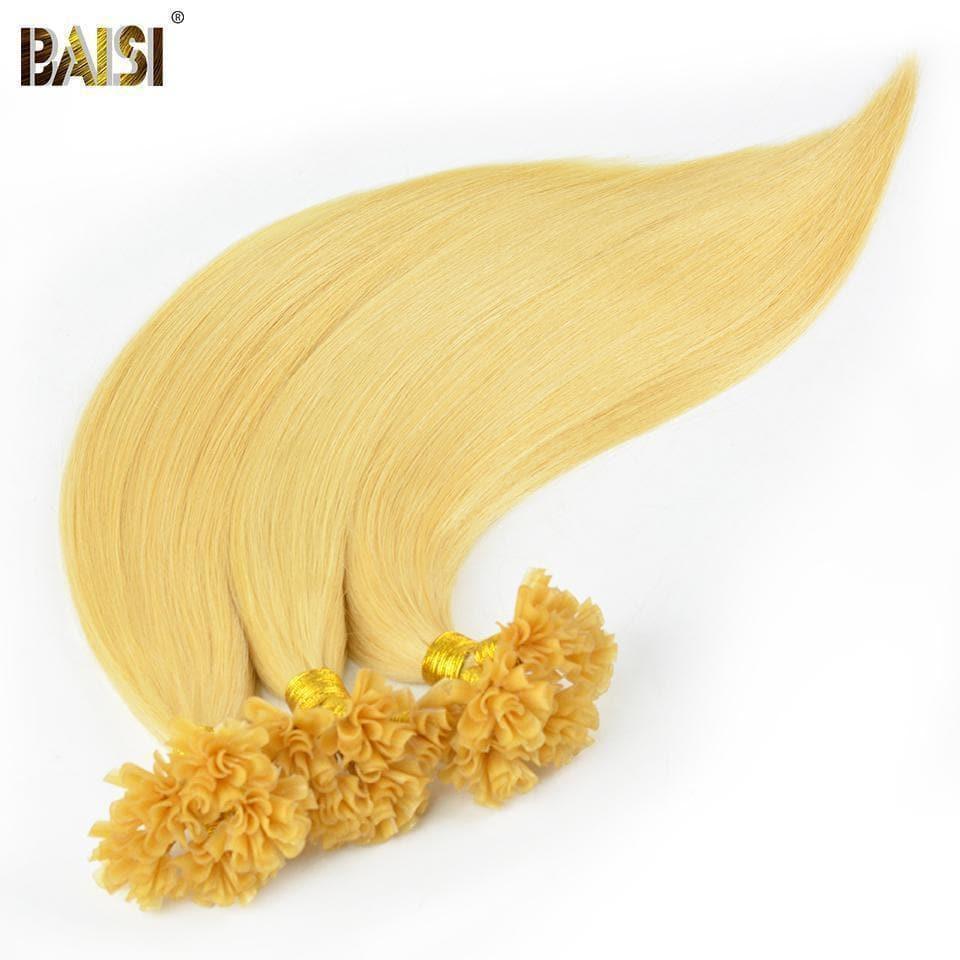 BAISI Straight Smooth U-Tip Hair 100g/lot, Farbe 1B/2#/4#/99J#/613#/27#/Grau# In 100% Echthaar
