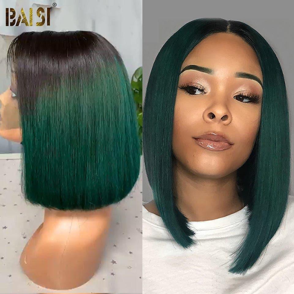 BAISI 13x4 lace frontal 10 Pollice Marrone 79€ o Parrucca liscia 1B Verde In 100% Capelli Umani