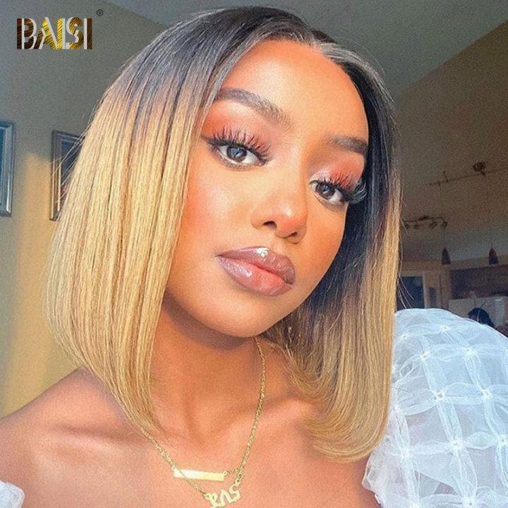 BAISI 1B Color 13X4 Lace Frontal Colored Wigs Smooth 100% Human Hair VIP100