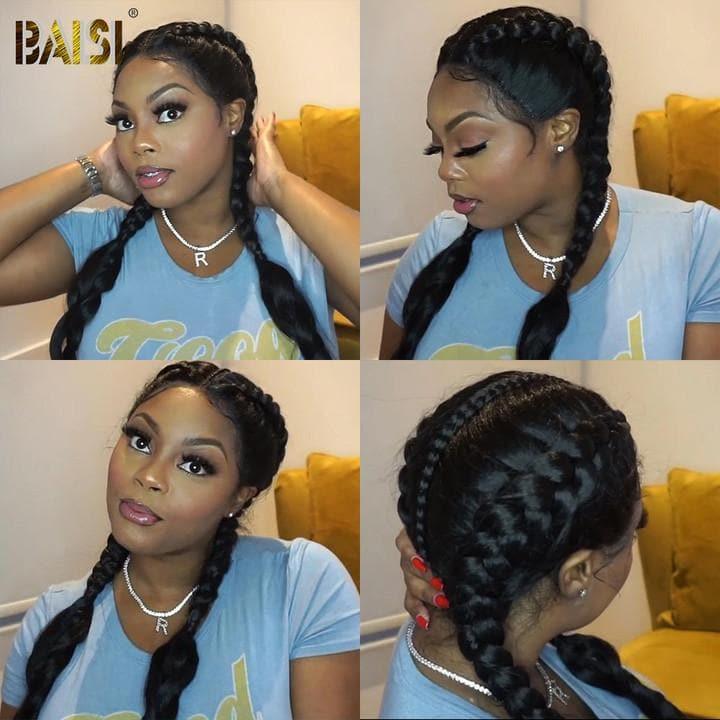 BAISI Braided Wigs Mat Long Synthetic Natural Braid