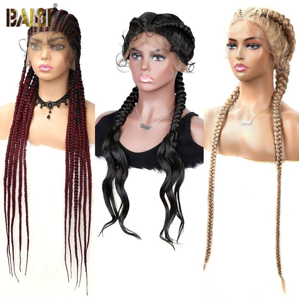 BAISI Lot De 3 Perruques de Natte Abordable 266 Euro En 100% Cheveux Synthetique