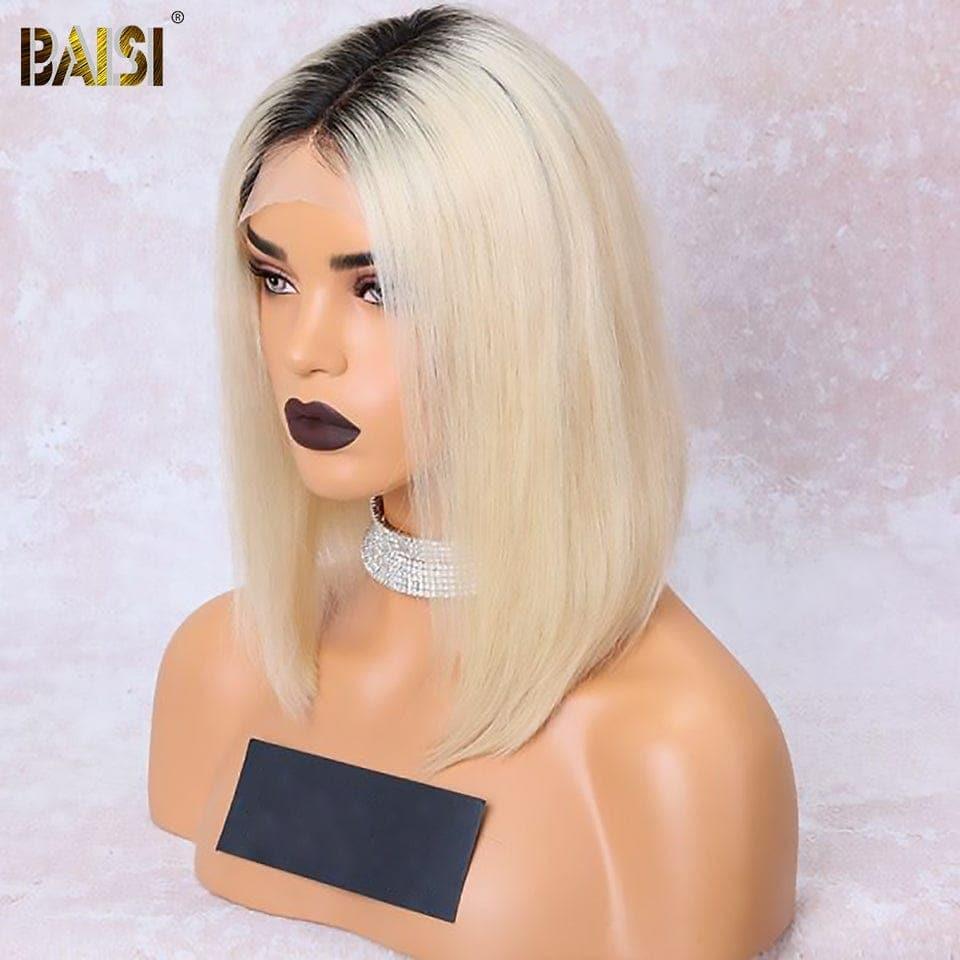 BAISI Lace Frontal Perruque Bob Carrée lisse en Couleur ou Boucles 66€ en 100% Cheveux Humain