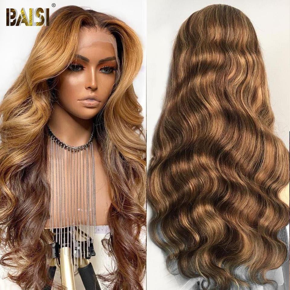 BAISI 13x4 Frontal Lace Wig Body Wave in gemischter Farbe #4MIX#27