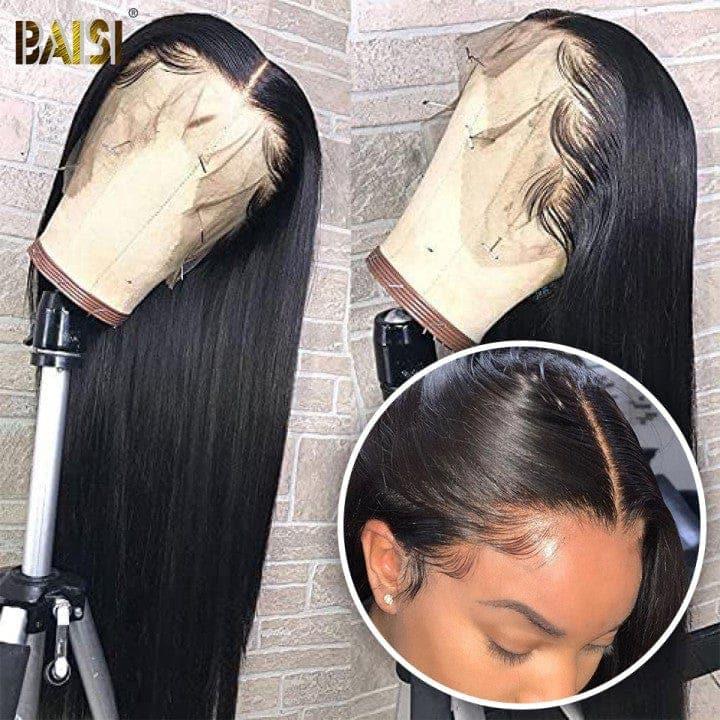 BAISI HD Lace Frontal Perruque Lisse en Cheveux Humains Avec Les Baby Hair Trop Naturelle