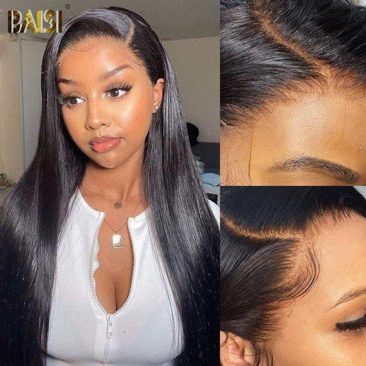 BAISI HD Lace Frontal Perruque Lisse en Cheveux Humains Avec Les Baby Hair Trop Naturelle