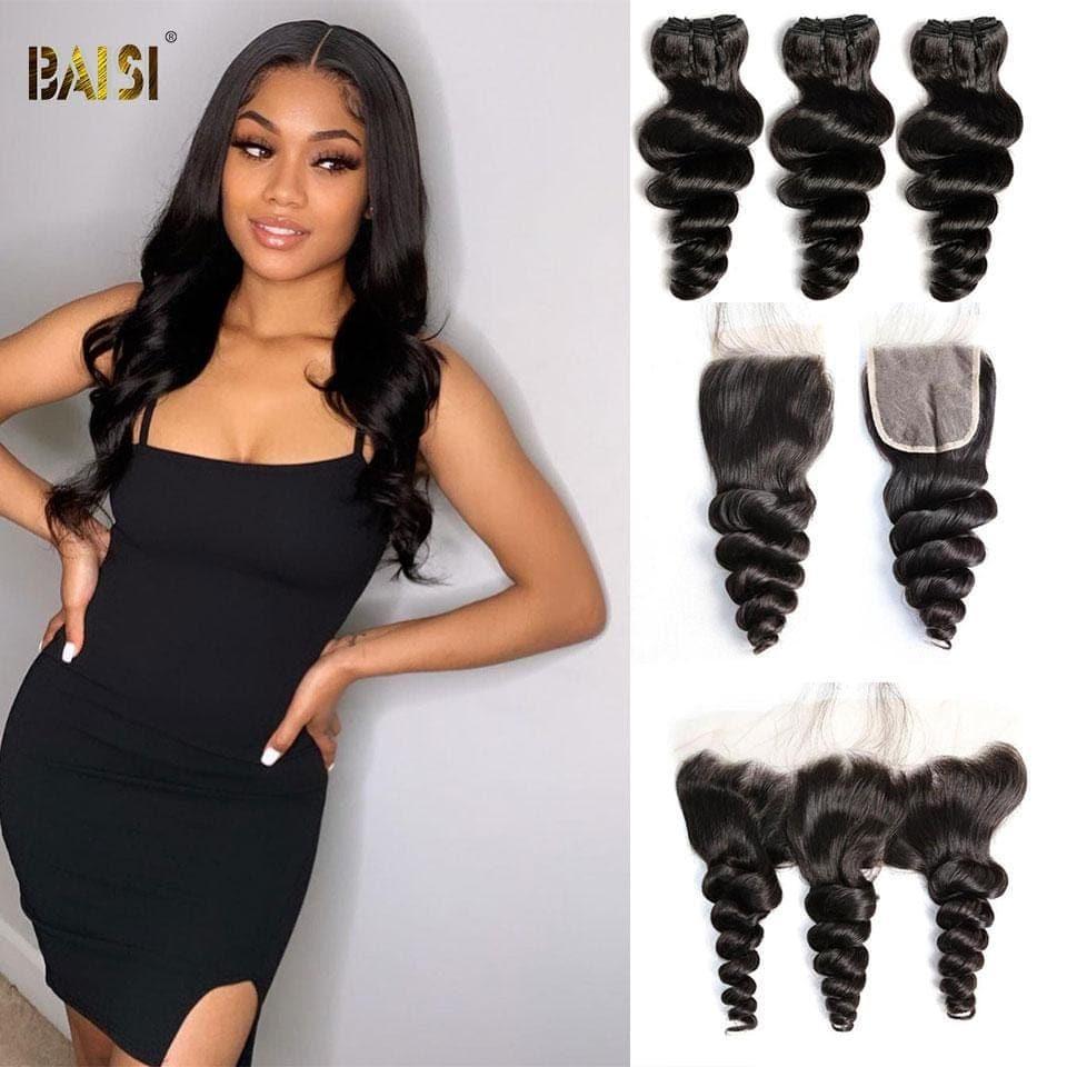 BAISI 10A Weave Com Fechamento/Frontal Em Grande Venda Onda Solta