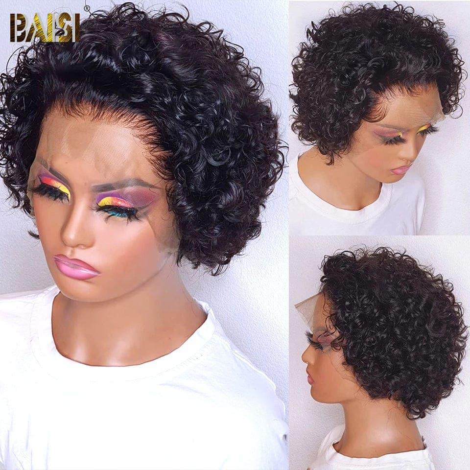 BAISI 13x1 Lace Perruque Curly En Couleur Variée en 100% Cheveux Humains en Mèche Indian Brésilien
