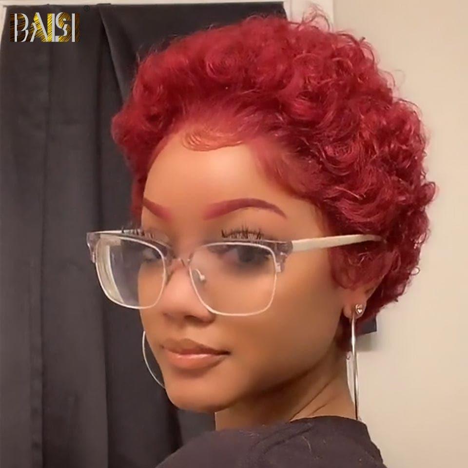 BAISI 13x1 Lace Perruque Curly En Couleur Variée en 100% Cheveux Humains en Mèche Indian Brésilien