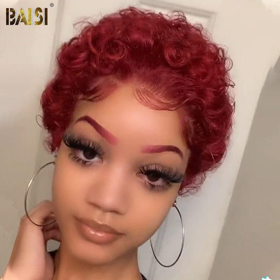 BAISI 13x1 Lace Perruque Curly En Couleur Variée en 100% Cheveux Humains en Mèche Indian Brésilien