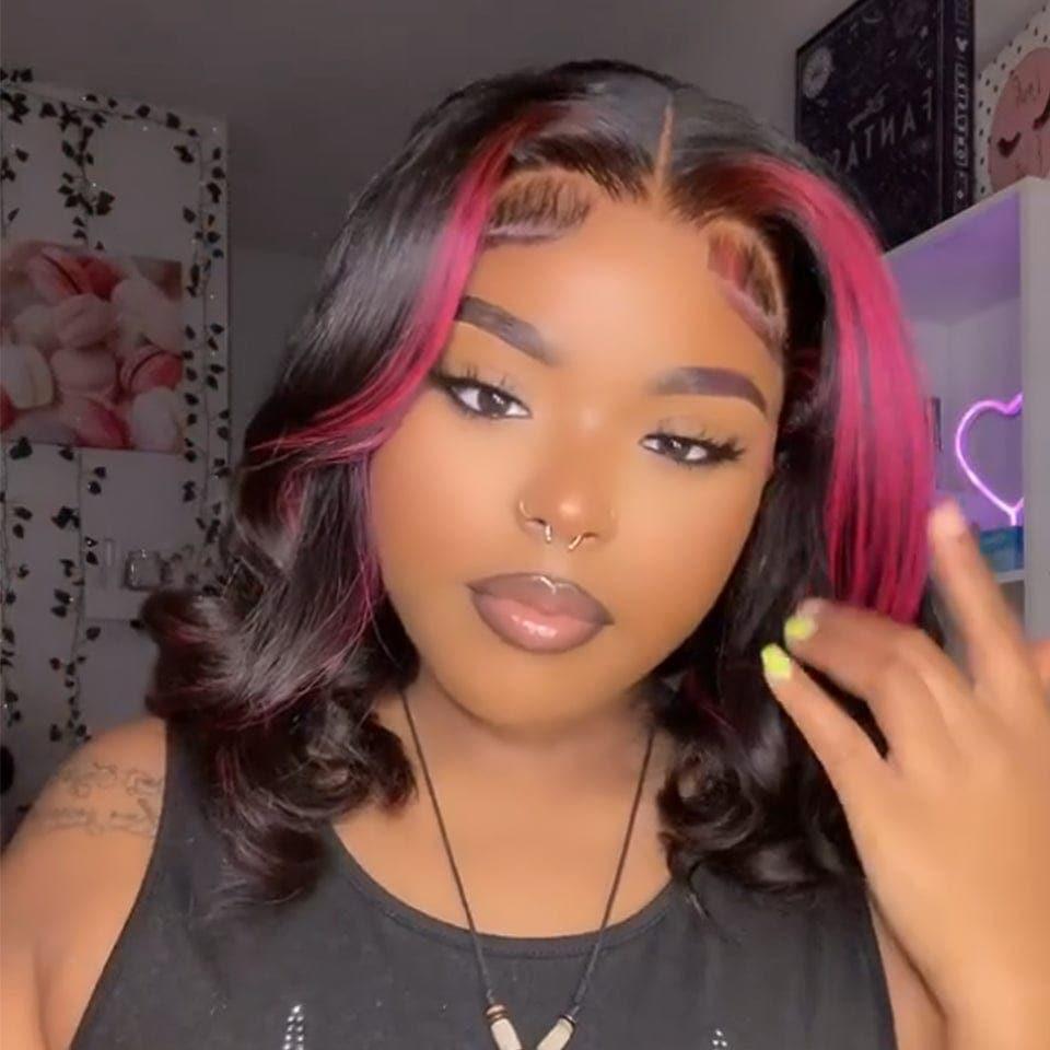 BAISI Achetez 2 perruques minimum au prix d'usine fournisseur 13x4 Frontal Perruque Bob Body Wave En NOIR ou Rouge 1b mixte boucle Coupe Carrée En 100% Vrais Cheveux Humains (Pas Besoin De Code)