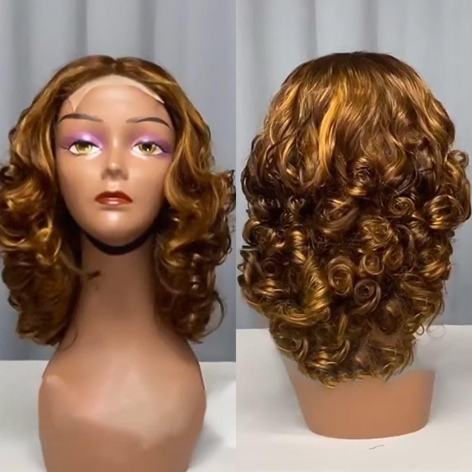 BAISI Achetez 2 perruques minimum au prix d'usine fournisseur 13x4 Lace Frontal Perruque Egg curl En 100% Cheveux Humains (Pas Besoins De Code)