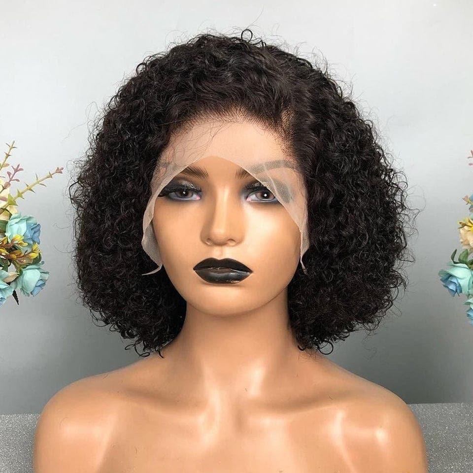 BAISI 13X4 Bob Perruque Bouclée Curly 8-14 POUCE 100% Cheveux Humains 200% Densité C