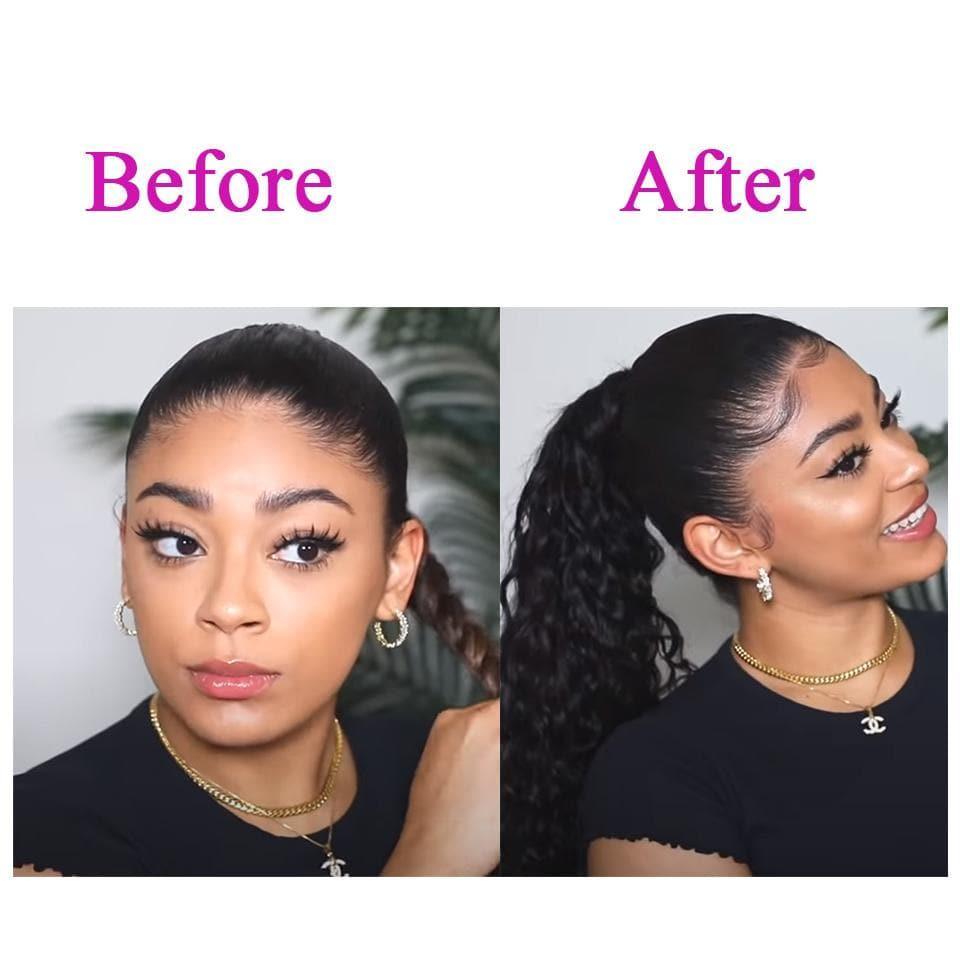 BAISI 100% capelli umani coda di cavallo onda d'acqua