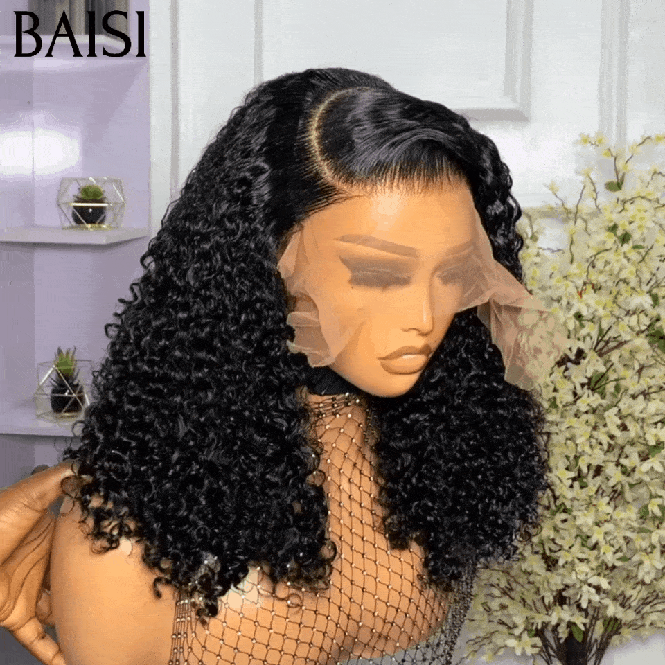 BAISI Achetez 2 perruques minimum au prix d'usine fournisseur 13X4 Coupe Pixie Lisse En noir Miel T1B/27# ou 13X4 lace curly wave 14 Pouces SDD 250% densité  100% Vrais Cheveux Humains (Pas Besoins De Code)
