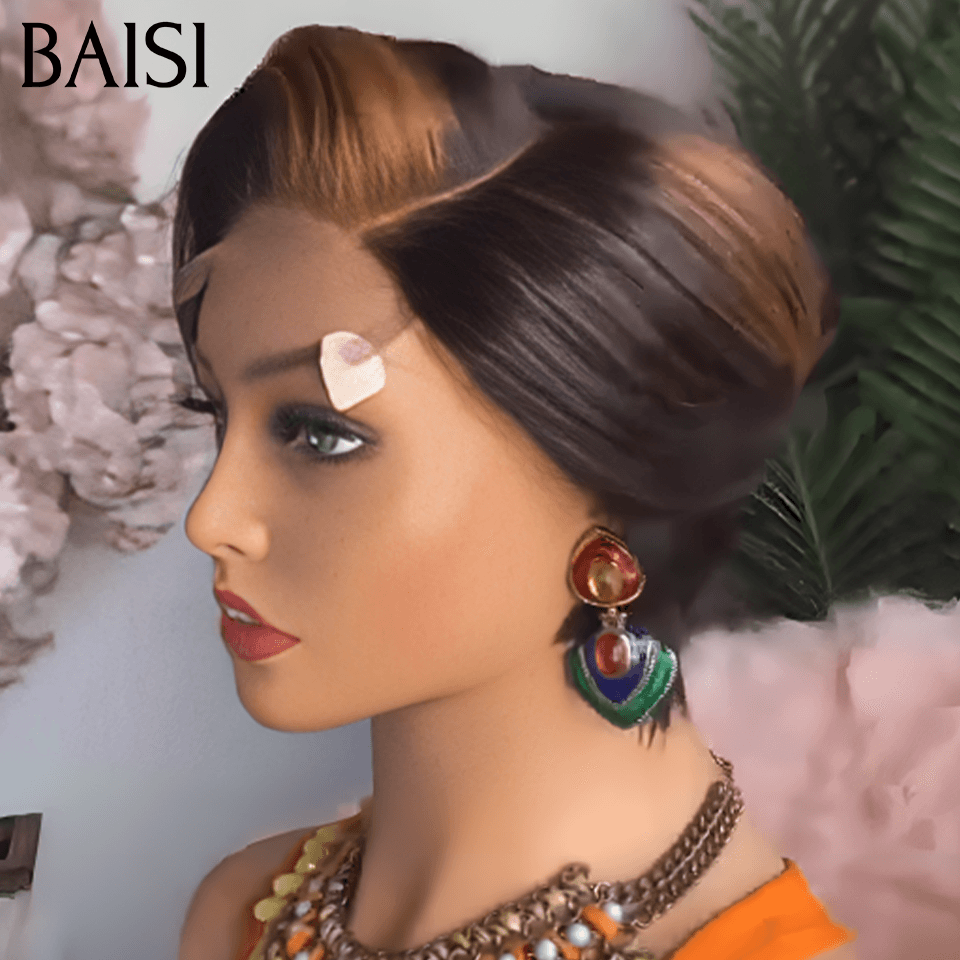 BAISI  Perruque Pixie bouclé  petite coupe Noir 6 pouces 59€ ou 13X4 pixie Lisse 1B#Mix30# 78€ ou blonde 613# 89€ En 100% Cheveux Humains