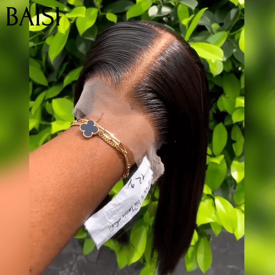 BAISI T Part Lace Perruque Personnalisée Avec La Raie De Côté ou 2X6 lace lisse 10 pouces bob de luxe 98€