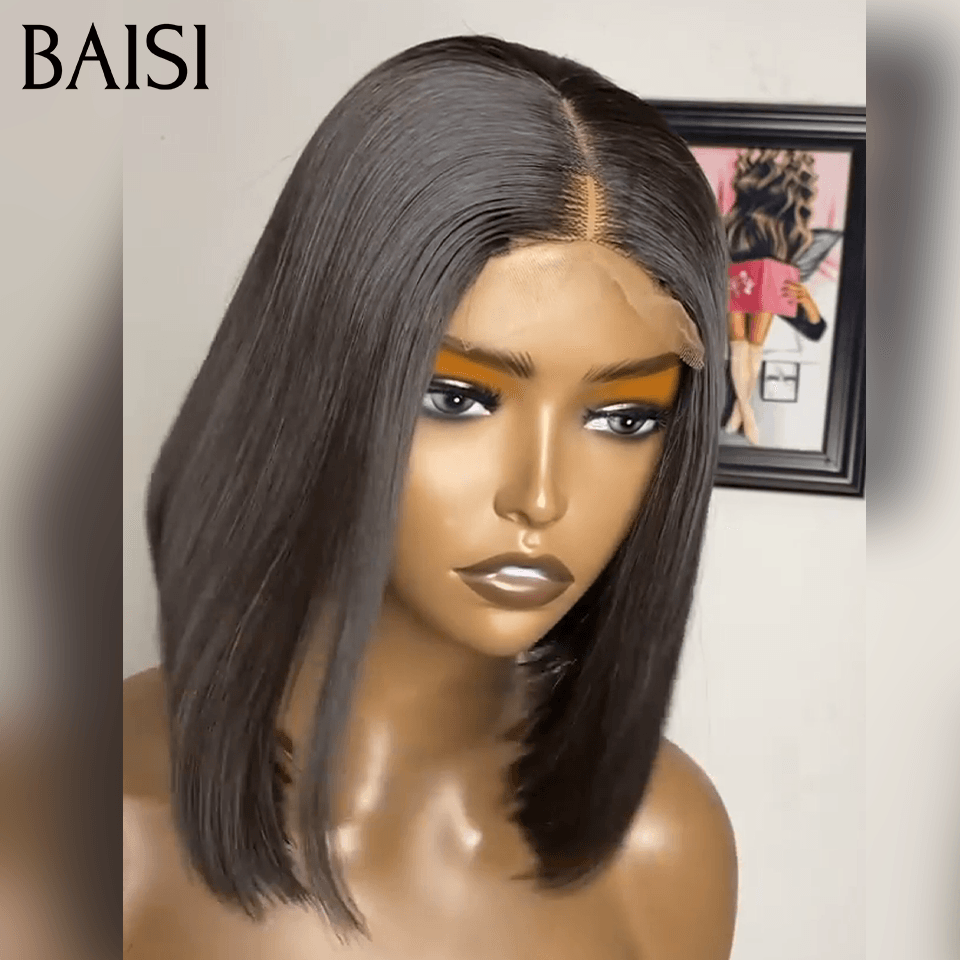 BAISI Achetez 2 perruques minimum au prix d'usine fournisseur 13X4  Pixie En Couleur marron 4# ou 2X6 lace bob 8 Pouces DE luxe en 100% Cheveux Humains Pas Besoins De Code