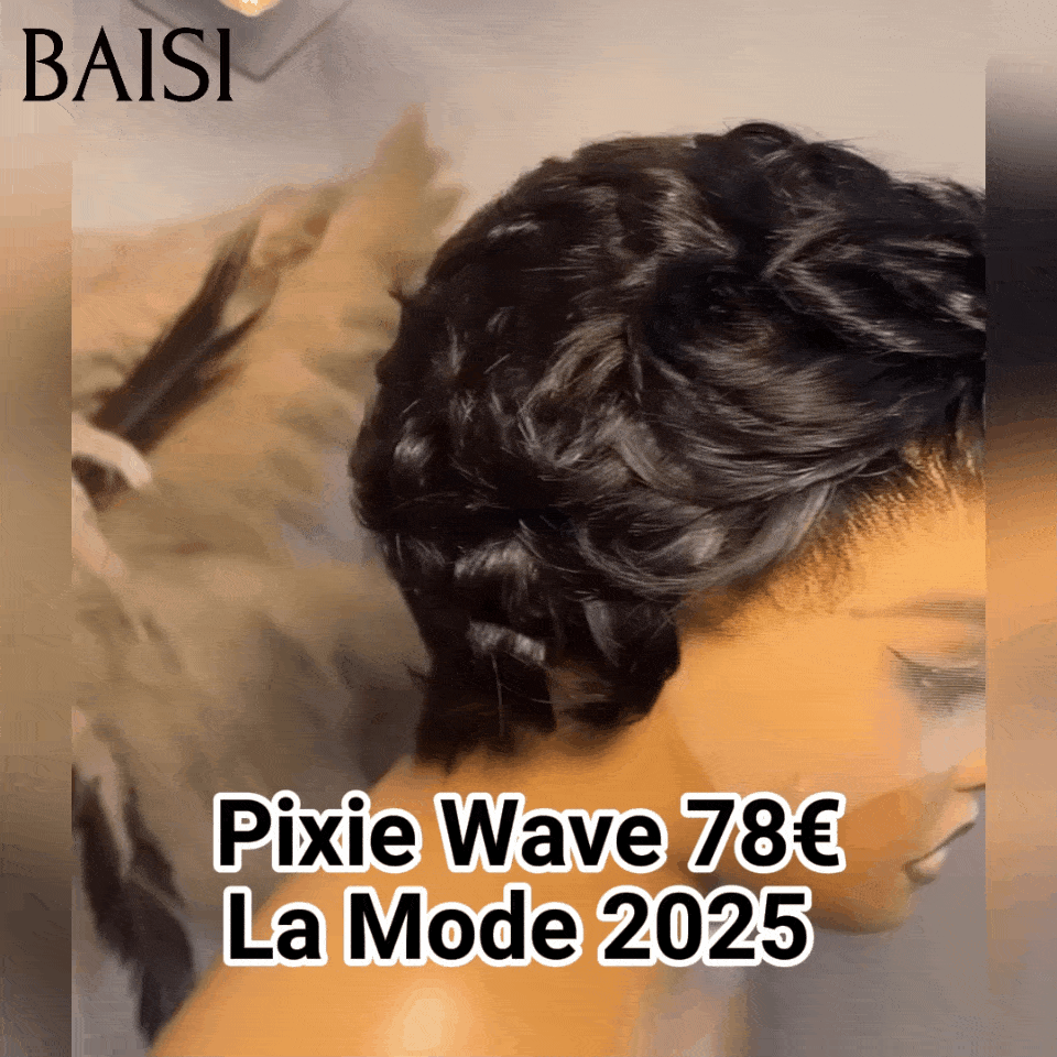 BAISI Pixie Finger Wave Wig corte pequeno 13x4 renda frontal 6 polegadas € 79 em cabelo 100% humano BAISI20