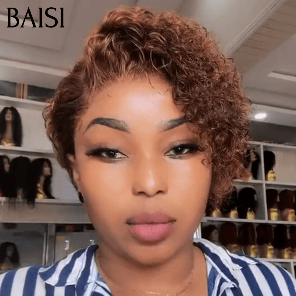 BAISI Pixie Finger Wave Wig corte pequeño 13x4 Lace Front 6 pulgadas 79 € En cabello 100% humano BAISI20