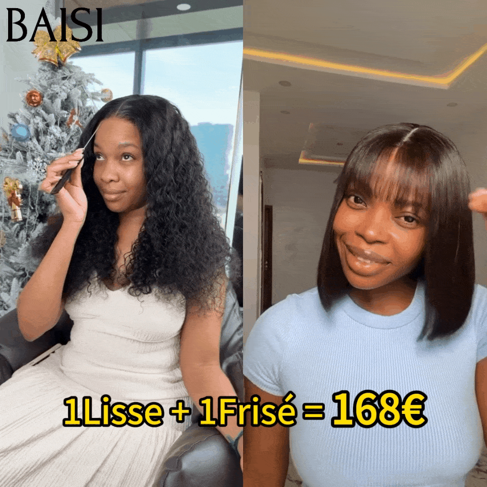 BAISI HAIR FR 2 Perruques Pixie 94€ En ou 2 bob 168€ 4X4 lace curly wave 14 pouces et avec frange 8 pouces lisse 100% Cheveux Humains