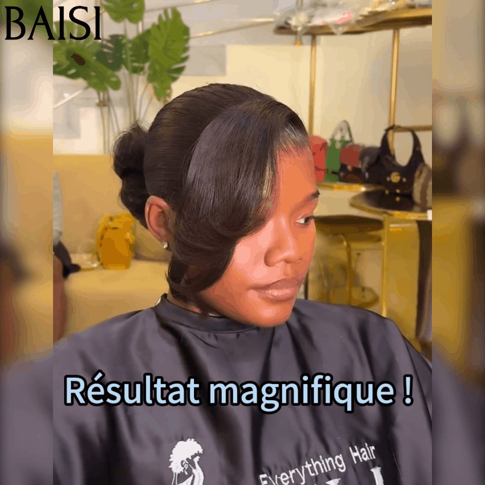BAISI 360 Lace Straight Human Hair Chignion Hairstyle Wig