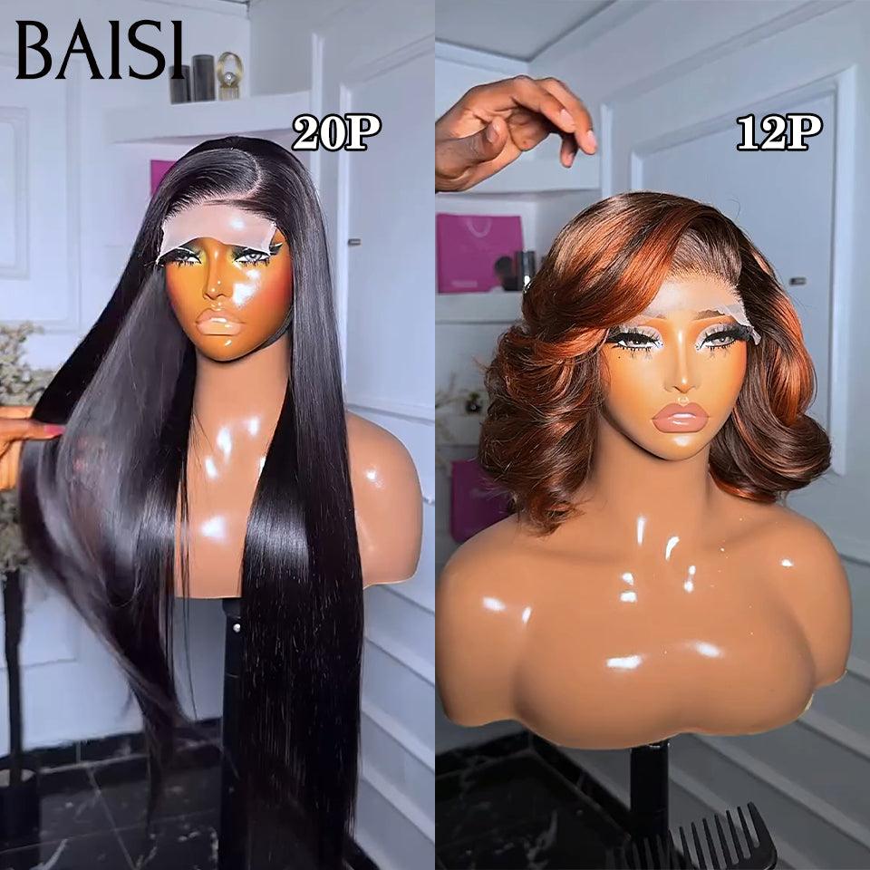 BAISI 2 Couleur Perruques 248€ 13X4 lace egg wave en couleur mixte 4#350# et 4X4 lace lisse 20 pouces en 100% cheveux humains FR38