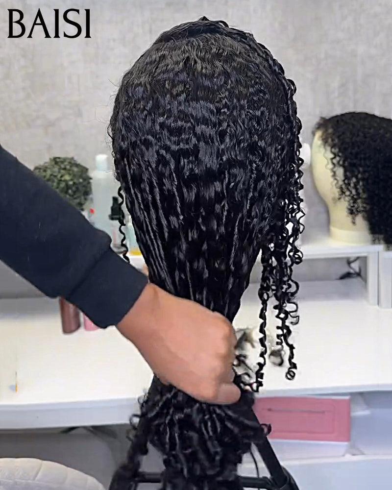 BAISI 13X4 HD lace frontal perruque finger wave en haut de gamme avec les Baby Hair naturel Couleur naturelle en 100% vrais cheveux humains