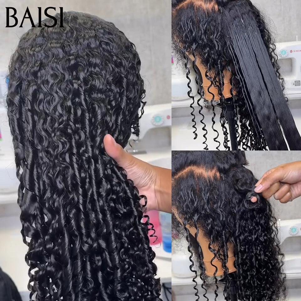 BAISI 13X4 HD lace frontal perruque finger wave en haut de gamme avec les Baby Hair naturel Couleur naturelle en 100% vrais cheveux humains