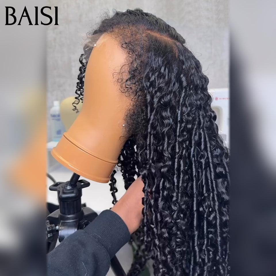 BAISI 13X4 HD lace frontal perruque finger wave en haut de gamme avec les Baby Hair naturel Couleur naturelle en 100% vrais cheveux humains