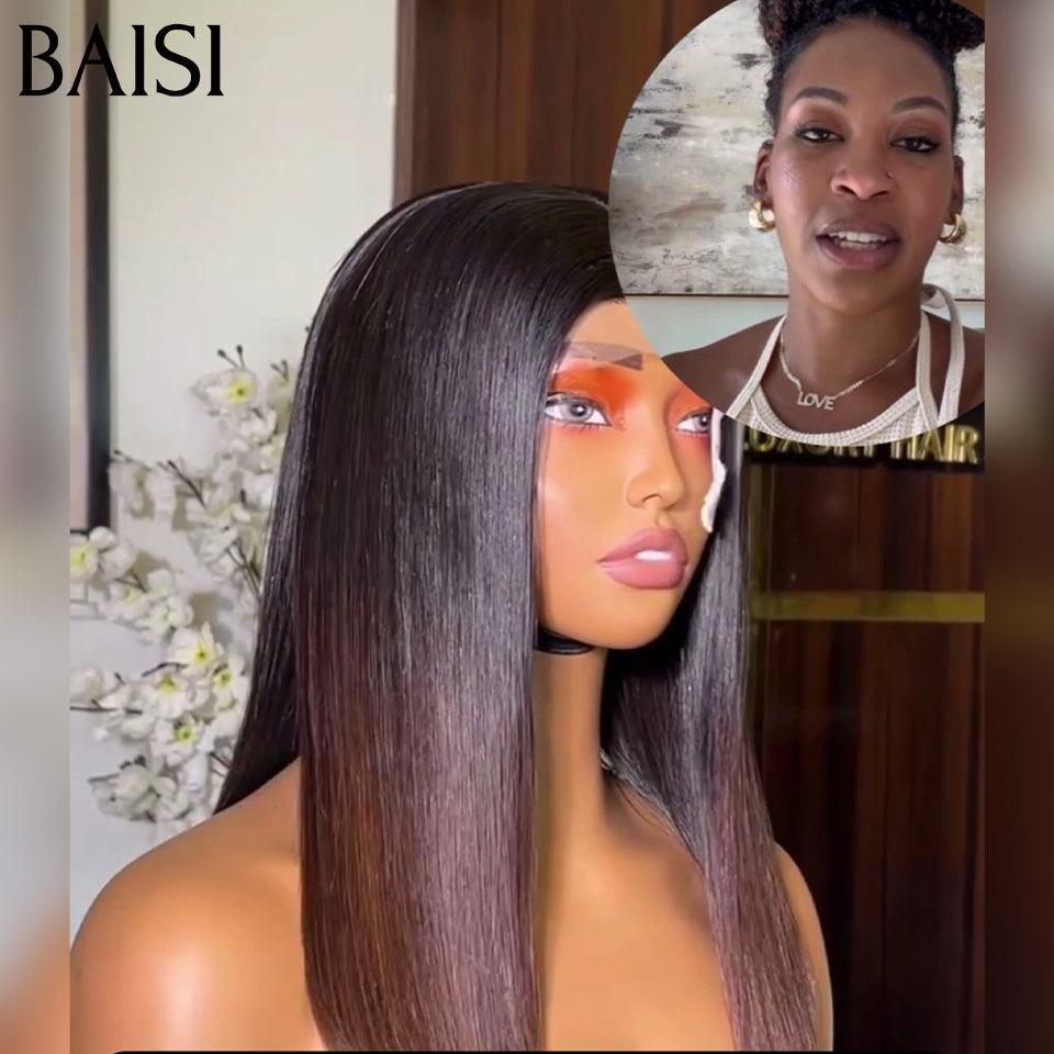 BAISI  Perruque Lisse DE luxe Bob 2x6 Lace 100% Vietname Hair en Couleurs Marron 1BT4# 14 Pouces 140€ En 100% Vrais Cheveux Humains