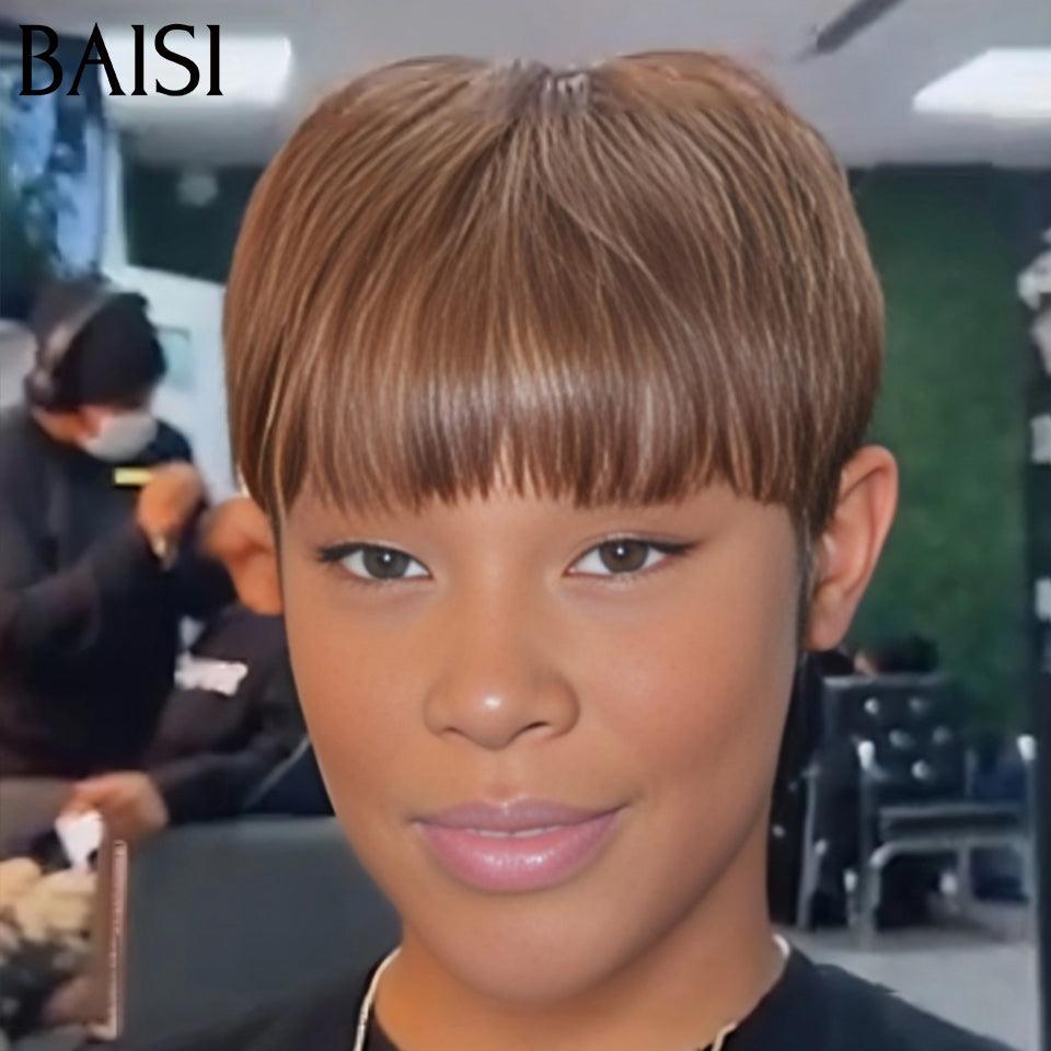 BAISI  Grande Promo petite coupe fabriqué à la machine en couleur marron  69 euro  En 100% Cheveux Humains #026 FR38