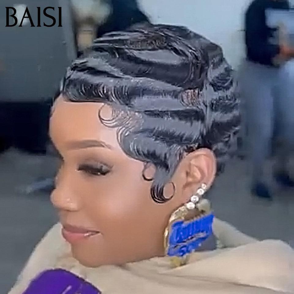 BAISI  Grande Promo petite coupe fabriqué à la machine en couleur NOIR 50 euro  En 100% Cheveux Humains
