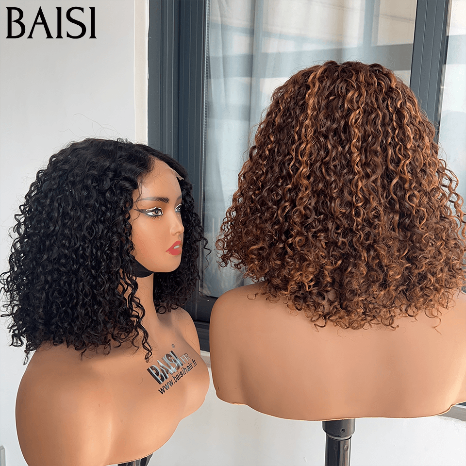 BAISI 2 Wigs WITHOUT glue Body wave and curly wave to resell €275 18 inches in 100% real human hair VIP100