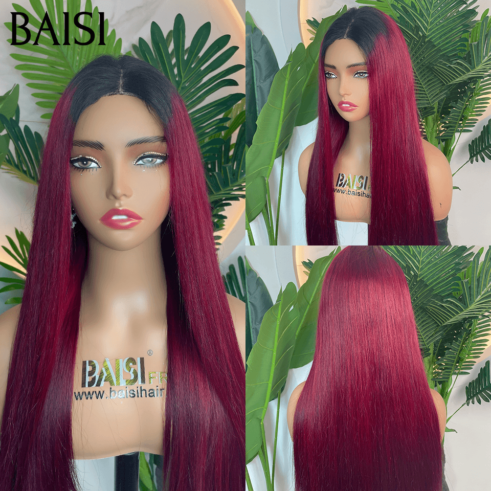 BAISI 2X6 Perucas de Luxo 100% Cabelo Vietnamita Liso na cor Marrom e Preta 1BT30 # 300% densidade mais de 20 anos de uso A1 Feito por cabelo volume de fios virgens duplos desenhados