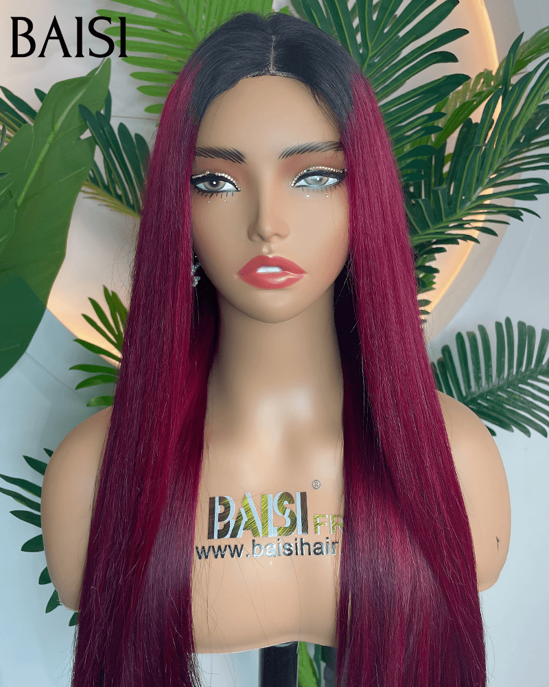 BAISI 2X6 Perucas de Luxo 100% Cabelo Vietnamita Liso na cor Marrom e Preta 1BT30 # 300% densidade mais de 20 anos de uso A1 Feito por cabelo volume de fios virgens duplos desenhados